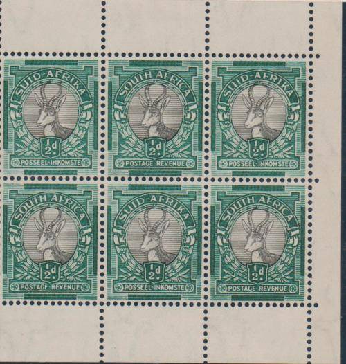 A ½d pane of 1937 Booklet (SACC B11) in MNH/LMM-condition