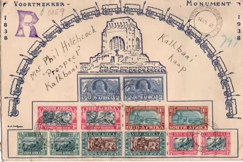 Bundle of 5 1938 / 49 Voortrekker covers in fair used condition