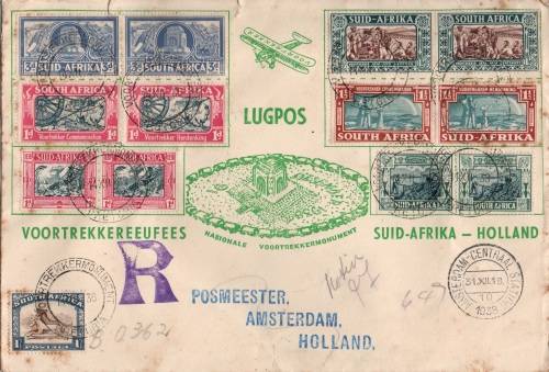 Bundle of 5 1938 / 49 Voortrekker covers in fair used condition