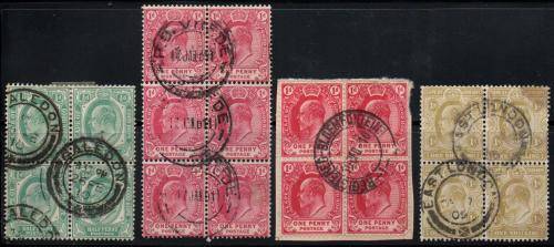 Selection of 1902 COGH KEVII definitive multiples with clear legible cancellations in VFU-condition