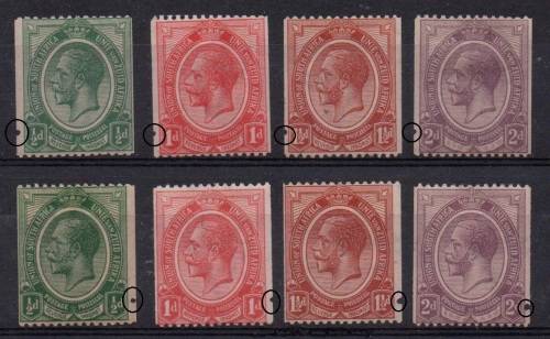 2 x Full set of 1913-26 KGV Coils with isolated perfs on left and right, in great mint condition
