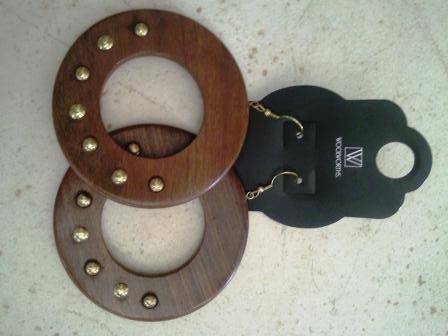 STUNNING WOODEN LOOP WITH GOLD STUD EARRINGS FROM WOOLWORTHS