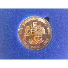 SILVER SA  R1 PROOF 1986 DIGGERS COIN! Mintage 13183 - ultra rare!!! IN BLUE SA MINT BOX.