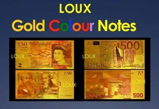 BRAND NEW IN S.A. - 24kt GOLD COLOUR SET: 500 EURO + 50 POUND SET. STUNNING!  PERFECT GIFT - LIMITED