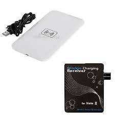 Wireless Charger Pad w/ Wireless Charger Receiver for Samsung Galaxy S5 - White + Black