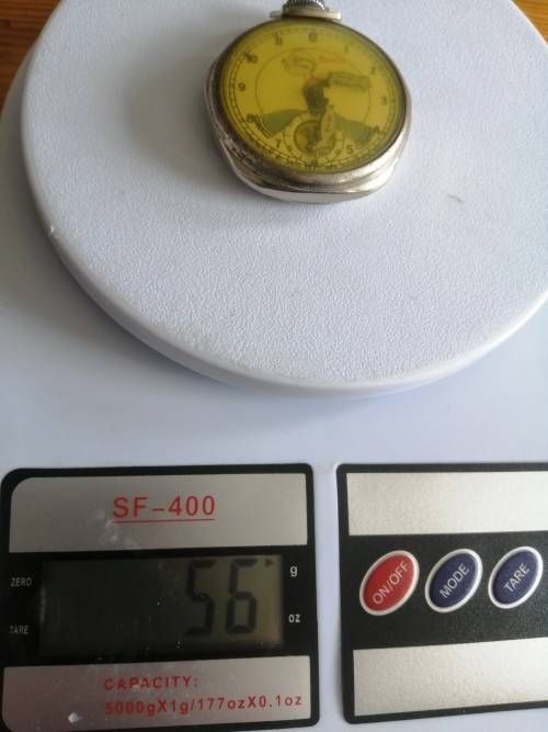 Vintage New Haven Popeye Character dollar pocket watch 1935, working but needs a service