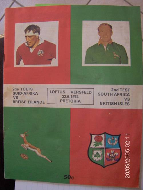South Africa vs Lions match programme 22 June 1974