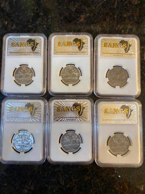 ** 1899-1902**  SA (BOER WAR) Medallion  (Silver) Set of 6 ## All "SANGS" graded MS66.