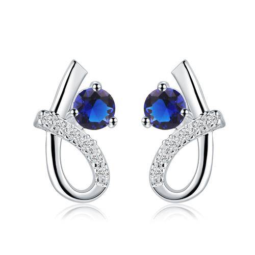 Blue Zircon Embellished Kink Shape Earrings