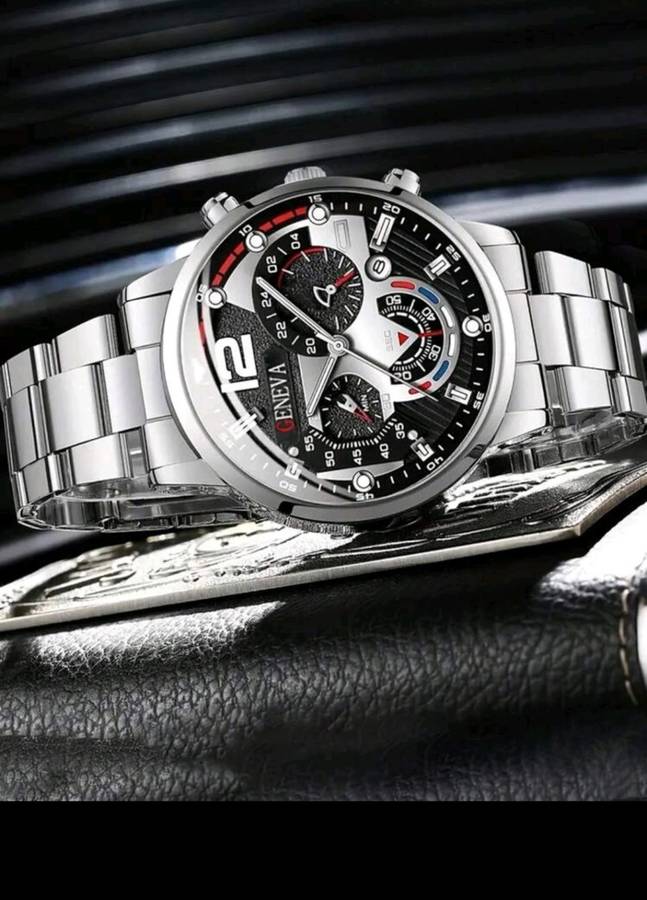 2pcs Luxury Men`s Bracelet Watch Set, Men`s Fashionable Calendar Business Stainless Steel Strap Quar