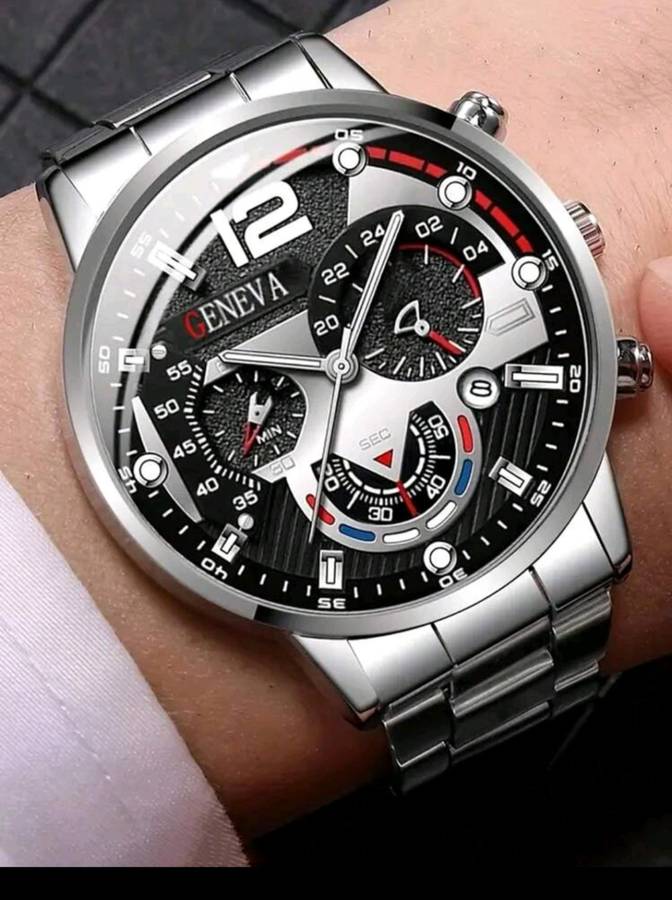 2pcs Luxury Men`s Bracelet Watch Set, Men`s Fashionable Calendar Business Stainless Steel Strap Quar