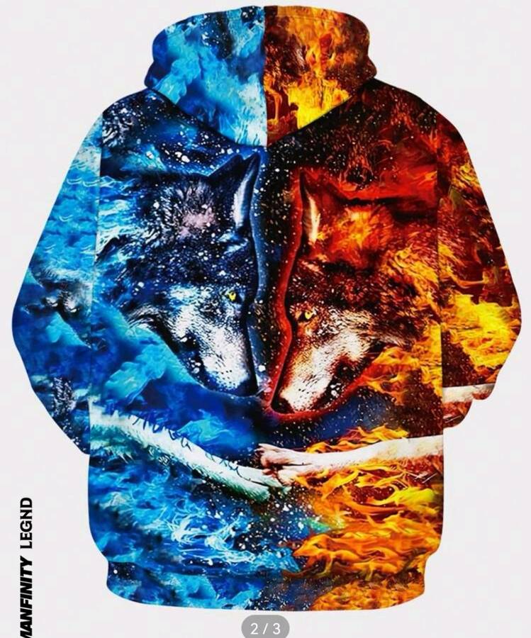 Wow amazing luxurious Men`s 3D wolf printed hoodie