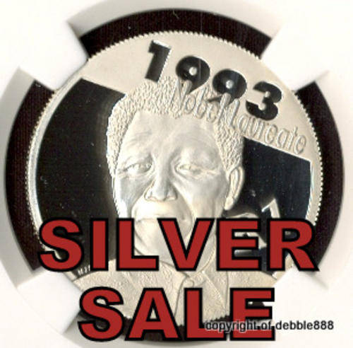 SILVER SALE !!! The PERFECT COIN !!! PF70 UC - Nelson Mandela Nobel Laureate Silver R1 - 2007 ***
