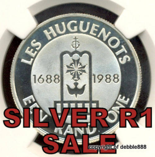 SILVER 1 RAND SALE !!! ***1988 Huguenots Tercentenary - PF68 UC !!! 2nd Highest !!! Mintage of 9,028
