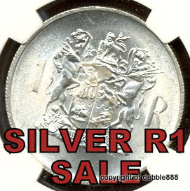 SILVER 1 RAND SALE !!!!! ***1969 AFRIKAANS - Dr Donges !!! MS 62 !!!
