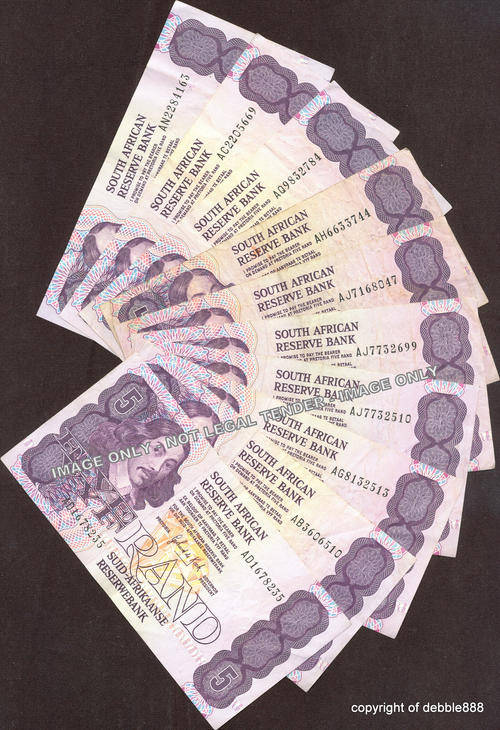 GPC de KOCK - 10 x FIVE RANDS - 1989 - THIRD ISSUE- E/A - BID PER NOTE