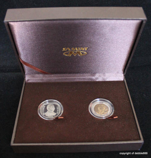 ***MANDELA COMMEMORATIVE R5 COIN SET*** Brilliant Unc BIRTHDAY R5 + Circulated "SMILEY" 2000 R5 !!!