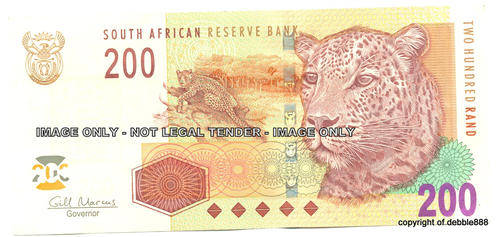 GILL MARCUS - TWO HUNDRED RAND - 2010 - FIRST ISSUE - (prefix AA) - VF-EF condition (5 available)