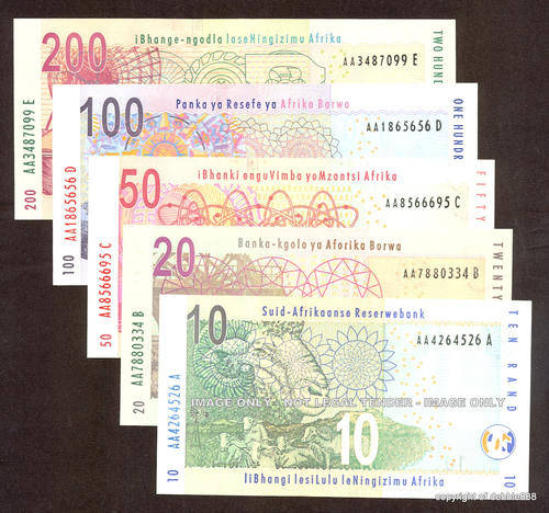 MBOWENI - 5 NOTE SERIES of UNCIRCULATED notes - SECOND ISSUE AA prefix