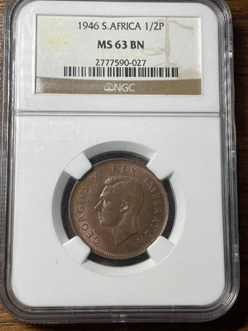 1946 1/2p Ngc grade MS63BN