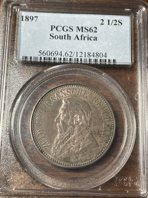 1897 2.5S PCGS MS62 great coin with possibility of a relook at the grade
