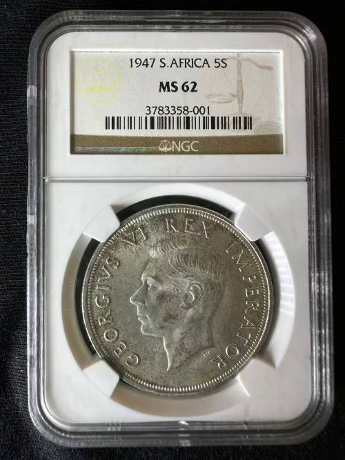 1947 * 5 Shilling * NGC graded MS62