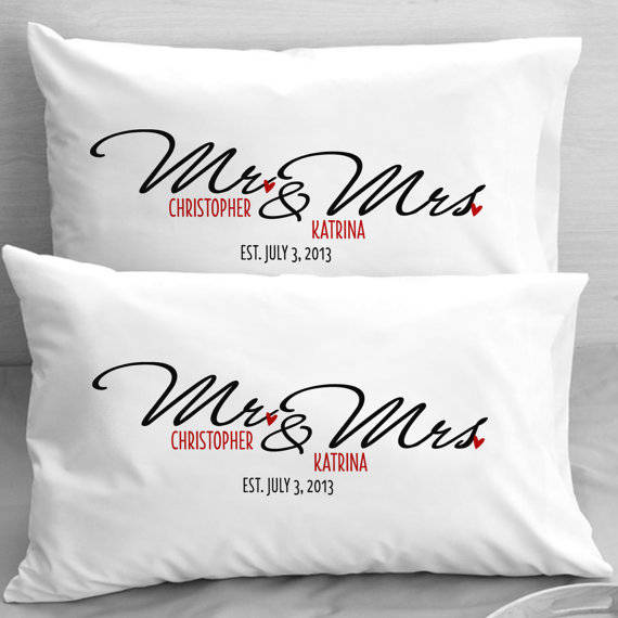 Satin Pillow cases - Mr & Mrs & date