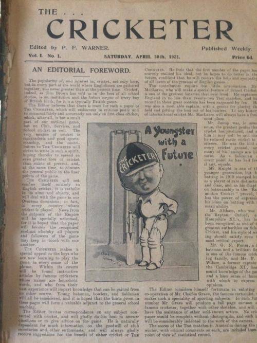 THE CRICKETER MAGAZINE, 30TH APRIL 1921 to 20TH SEPTEMBER 1921, VOL 1 NOS 1-22, BND AS 1!
