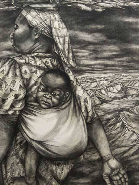 WOW! Stunning Erika Hibbert Charcoal, "Mother & Child", Signed & Dated 1996 Value R8 500