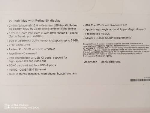 Apple iMac 27-inch 5K display 6Core- i5 New