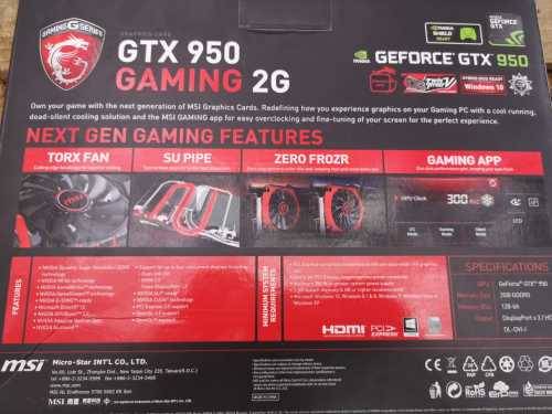 MSI - GTX950 Gaming 2G Graphics card