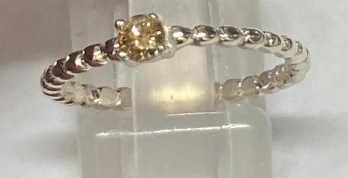 Natural 0.18 Ct Yellow Diamond Ring ( Sterling Silver )