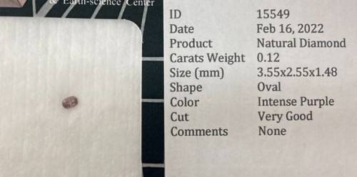 0.12 Ct Natural Intense Purple Diamond ( Argyle )