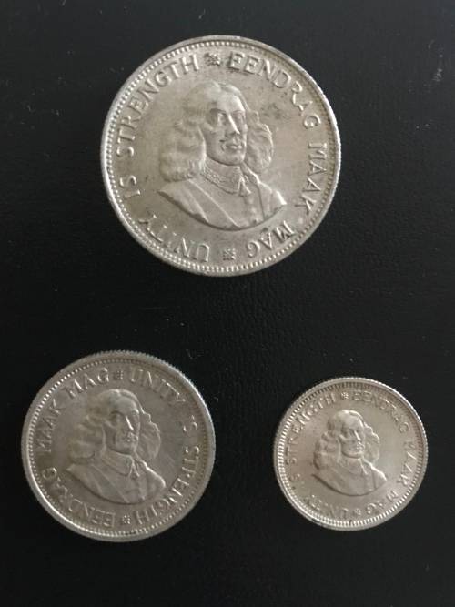 1964  5 / 10 / 20  CENTS  FIRST DECIMAL  VAN RIEBEECK  EXCELLENT  CONDITION
