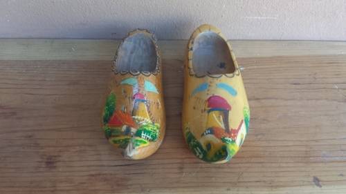 Pair of old wooden cloggs.