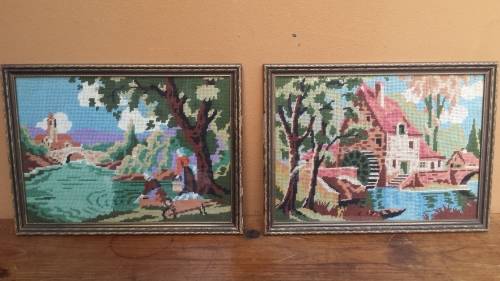 Pair of beautiful, small tapestries.