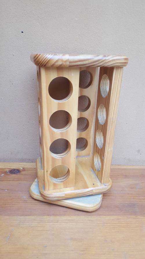 Lovely pine rotating spice rack.