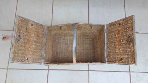 Old wicker picnic basket.