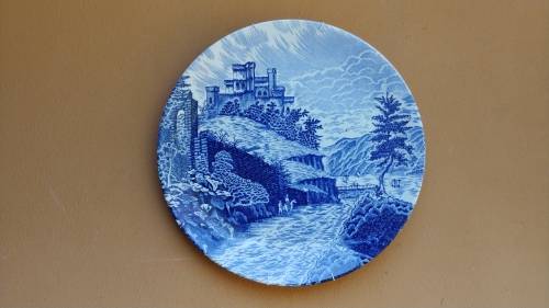 Large blue and white wall plate.