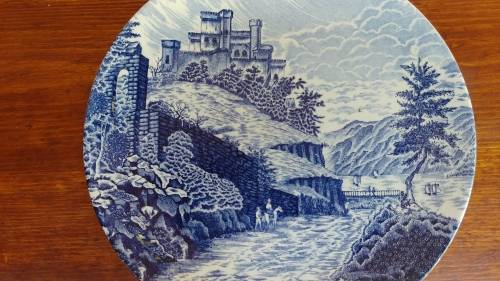 Large blue and white wall plate.