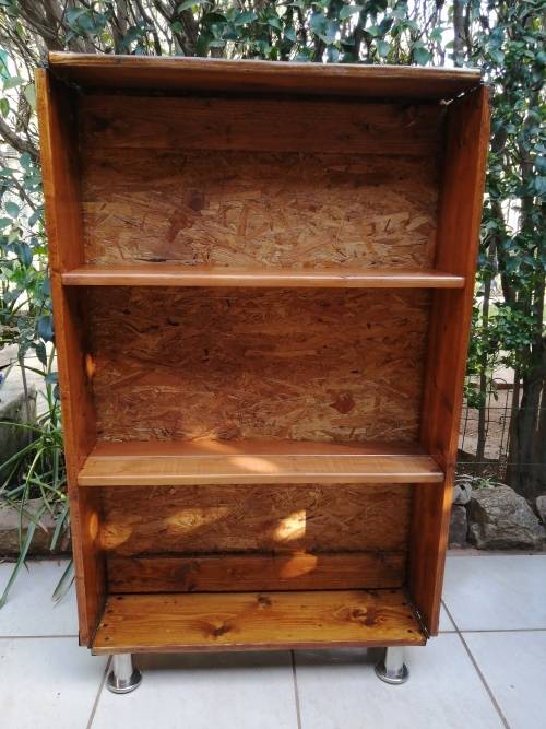 Awesome, large rustic wooden shelf.