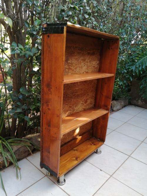 Awesome, large rustic wooden shelf.