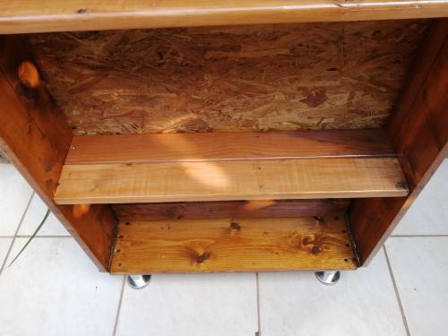 Awesome, large rustic wooden shelf.