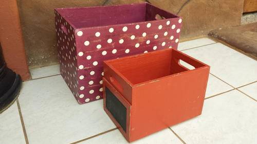 Pair of Old painted wooden boxes