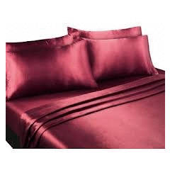 New Burgandy Charmeuse Lingerie Satin Sheet Set Queen