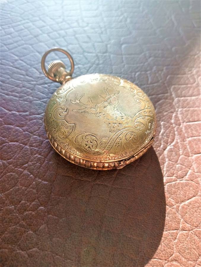 Antique 14 K Gold-filled Full Hunter Waltham Pocket Watch