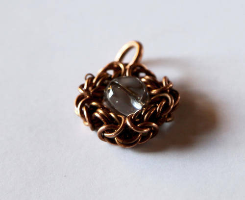Copper Byzantine Chain Pendant with Swarovski Beads.