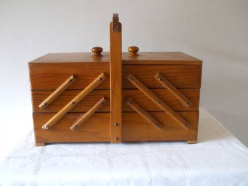 Vintage Wooden Sewing Box