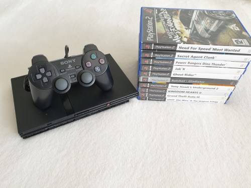 Playstation 2 Slim Console + 10 Games + Memory Card