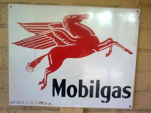 Old style Mobil pegasus steel sign